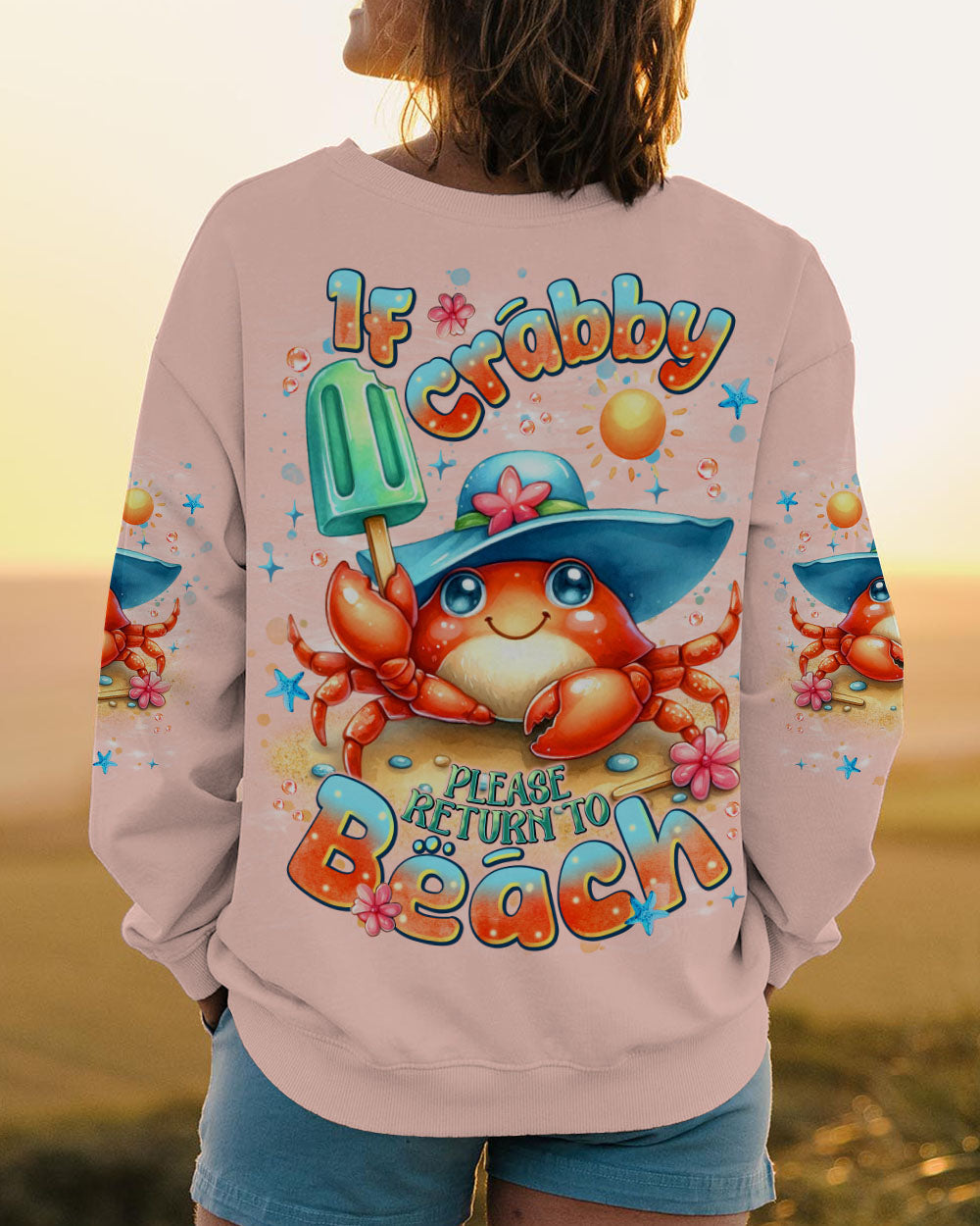 BLISSCORNERS IF CRABBY PLEASE RETURN TO BEACH ALL OVER PRINT