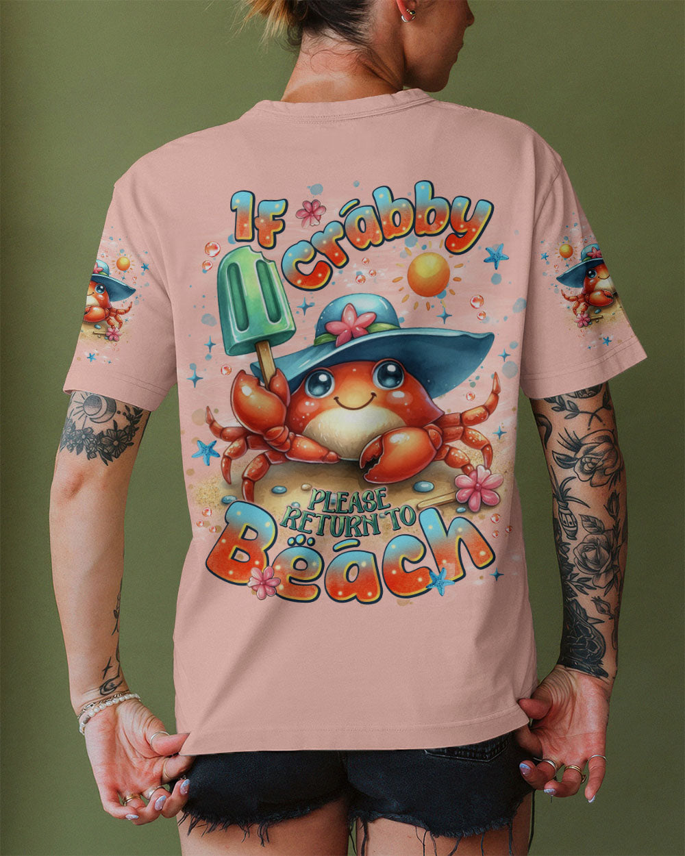 BLISSCORNERS IF CRABBY PLEASE RETURN TO BEACH ALL OVER PRINT