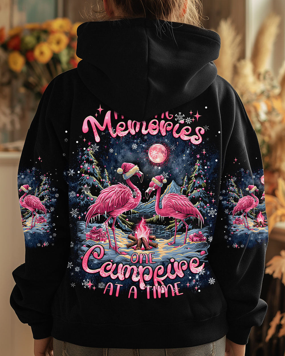 BLISSCORNERS MAKING MEMORIES ONE CAMPFIRE AT A TIME FLAMINGO CHRISTMAS ALL OVER PRINT -  TLNT1210241