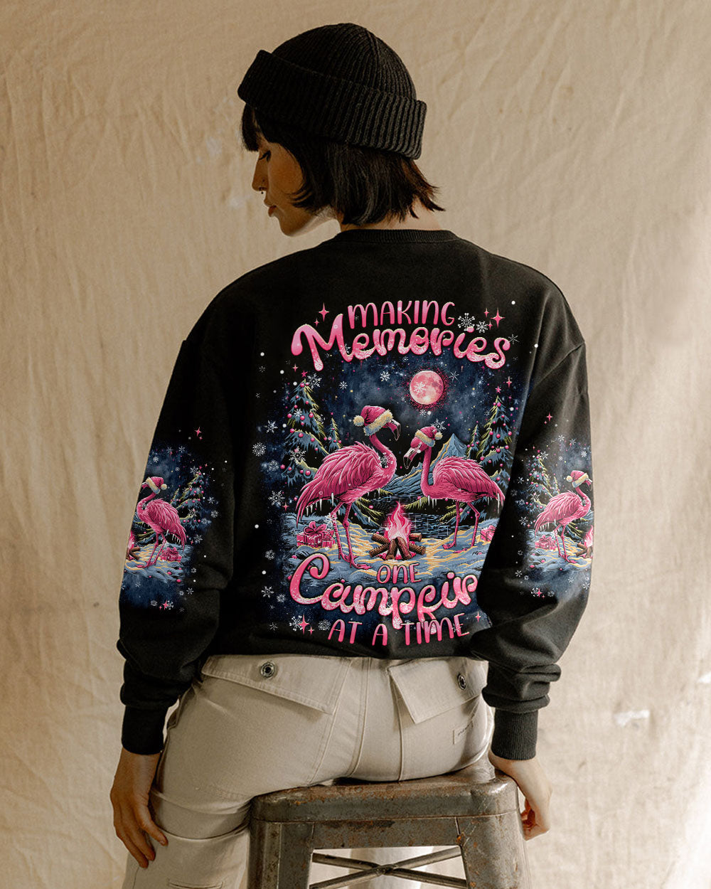 BLISSCORNERS MAKING MEMORIES ONE CAMPFIRE AT A TIME FLAMINGO CHRISTMAS ALL OVER PRINT -  TLNT1210241