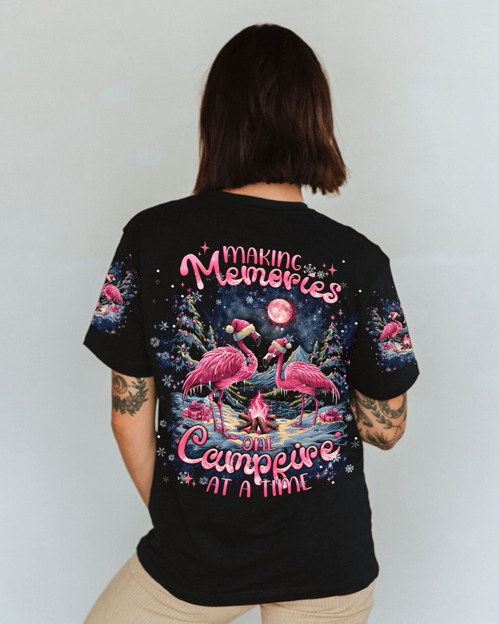 BLISSCORNERS MAKING MEMORIES ONE CAMPFIRE AT A TIME FLAMINGO CHRISTMAS ALL OVER PRINT -  TLNT1210241