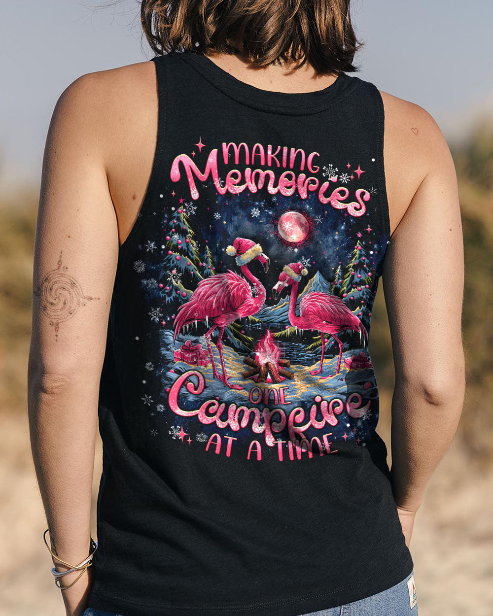 BLISSCORNERS MAKING MEMORIES ONE CAMPFIRE AT A TIME FLAMINGO CHRISTMAS ALL OVER PRINT -  TLNT1210241