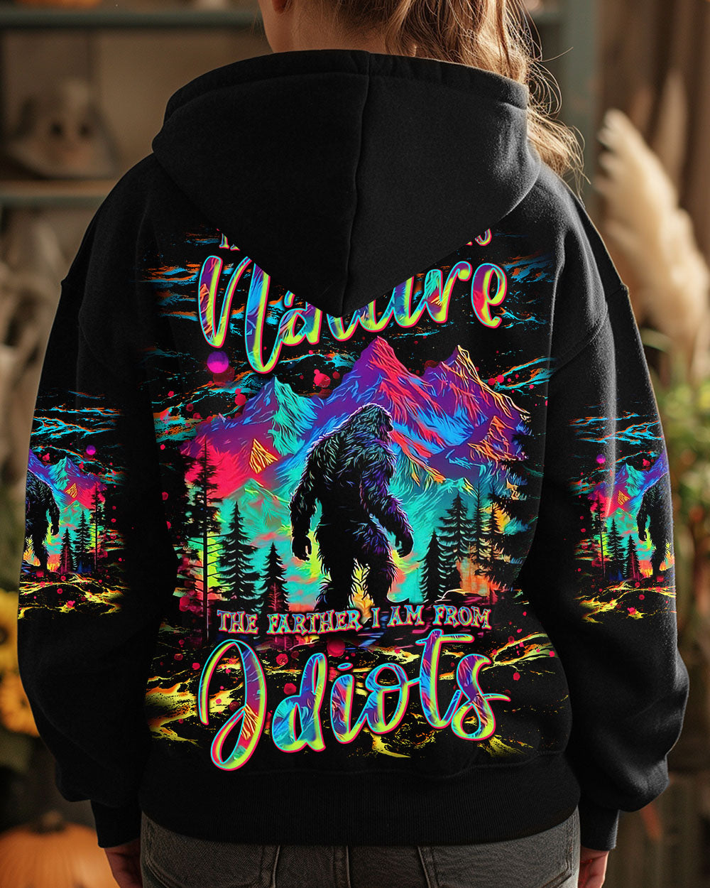 BLISSCORNERS (HOT DEAL) THE CLOSER I GET TO NATURE COLORFUL BIGFOOT ALL OVER PRINT -TLNT1211244