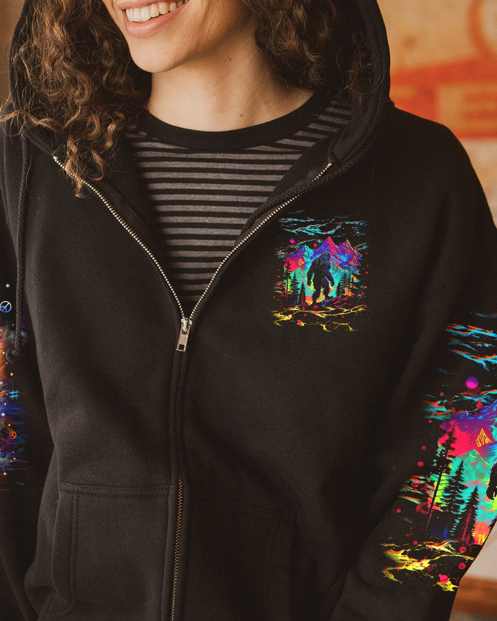 BLISSCORNERS (HOT DEAL) THE CLOSER I GET TO NATURE COLORFUL BIGFOOT ALL OVER PRINT -TLNT1211244