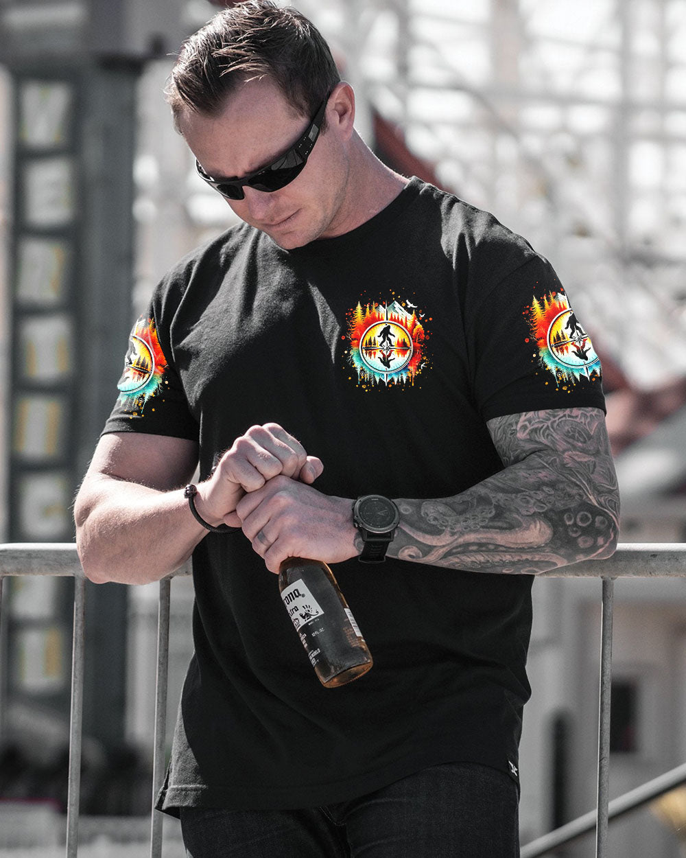 BLISSCORNERS AND INTO THE FOREST I GO BIGFOOT COMPASS ALL OVER PRINT