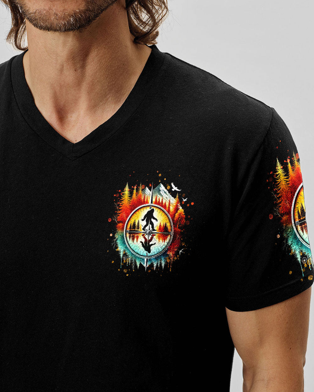 BLISSCORNERS AND INTO THE FOREST I GO BIGFOOT COMPASS ALL OVER PRINT