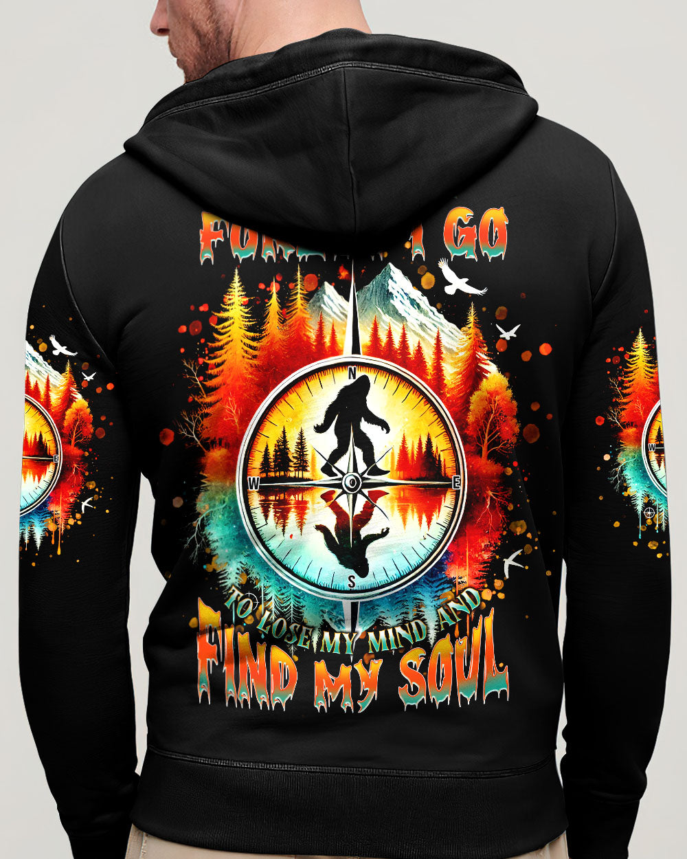 BLISSCORNERS AND INTO THE FOREST I GO BIGFOOT COMPASS ALL OVER PRINT