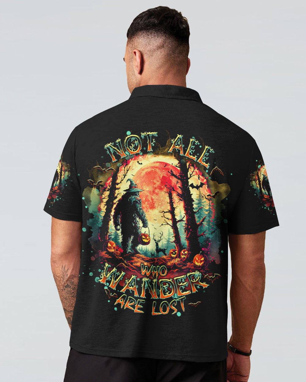 BLISSCORNERS NOT ALL WHO WANDER ARE LOST BIGFOOT HALLOWEEN ALL OVER PRINT