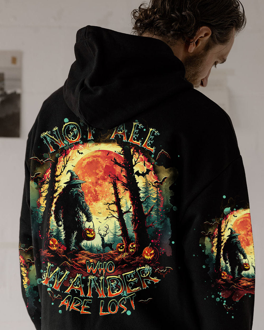 BLISSCORNERS NOT ALL WHO WANDER ARE LOST BIGFOOT HALLOWEEN ALL OVER PRINT
