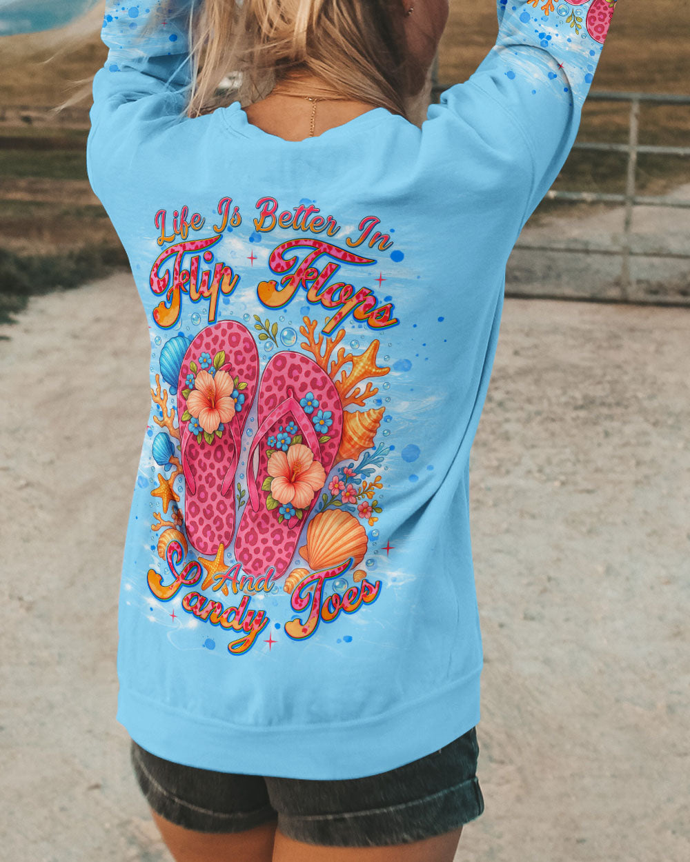 BLISSCORNERS LIFE IS BETTER IN FLIP-FLOPS AND SANDY TOES ALL OVER PRINT