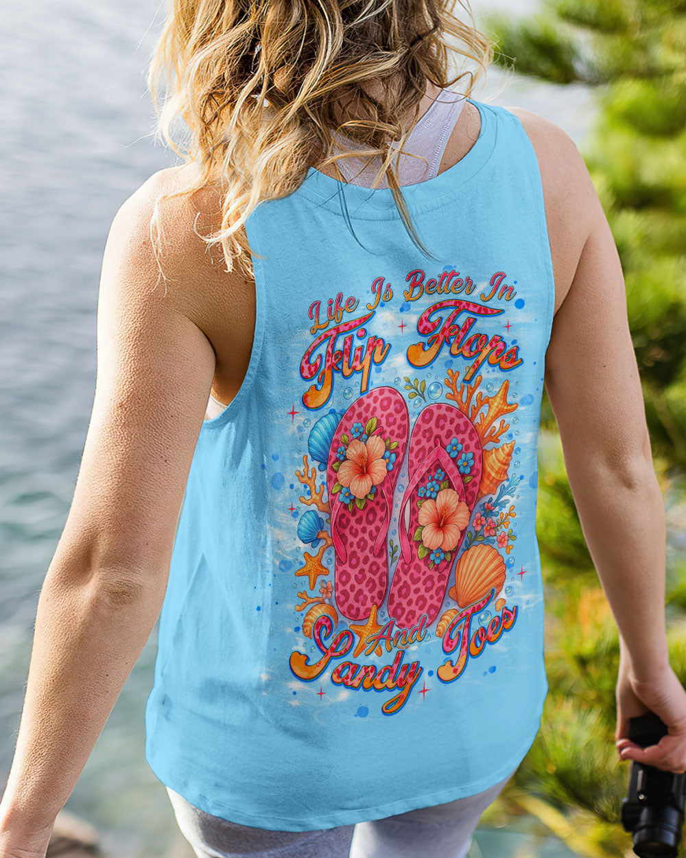 BLISSCORNERS LIFE IS BETTER IN FLIP-FLOPS AND SANDY TOES ALL OVER PRINT