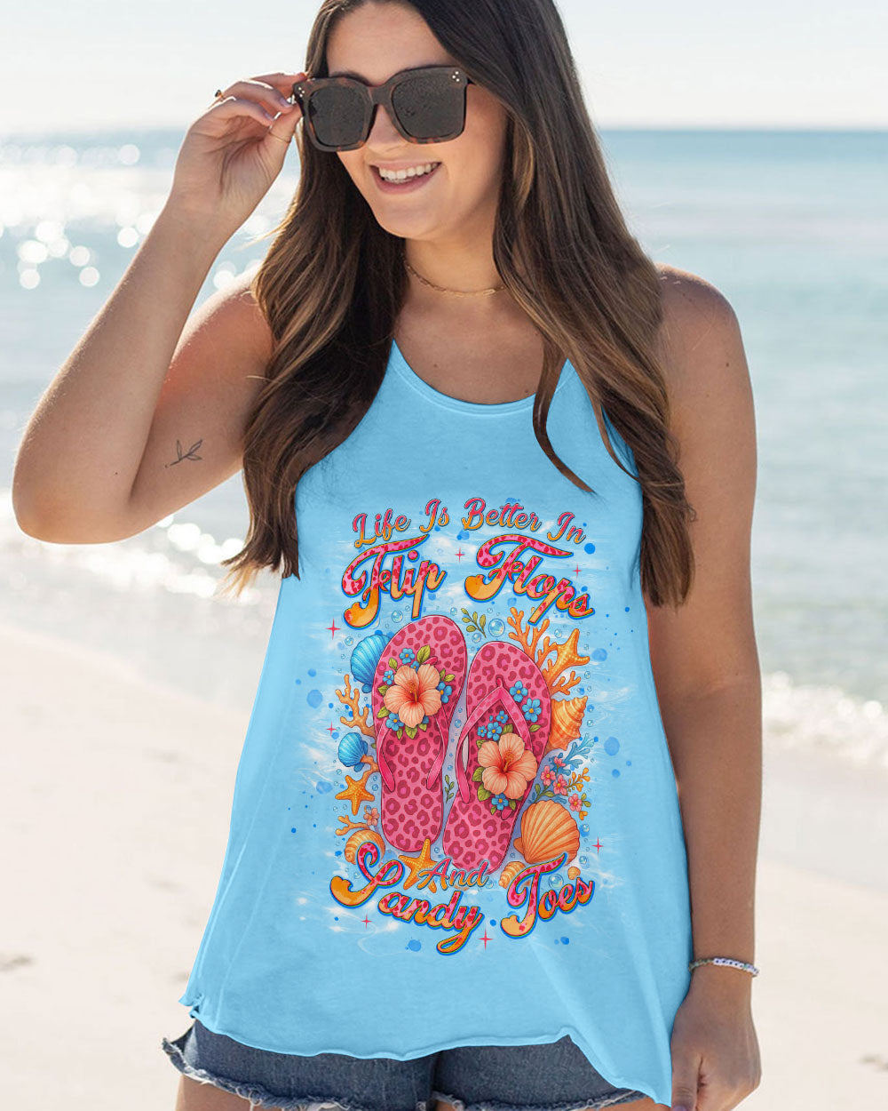 BLISSCORNERS LIFE IS BETTER IN FLIP-FLOPS AND SANDY TOES ALL OVER PRINT