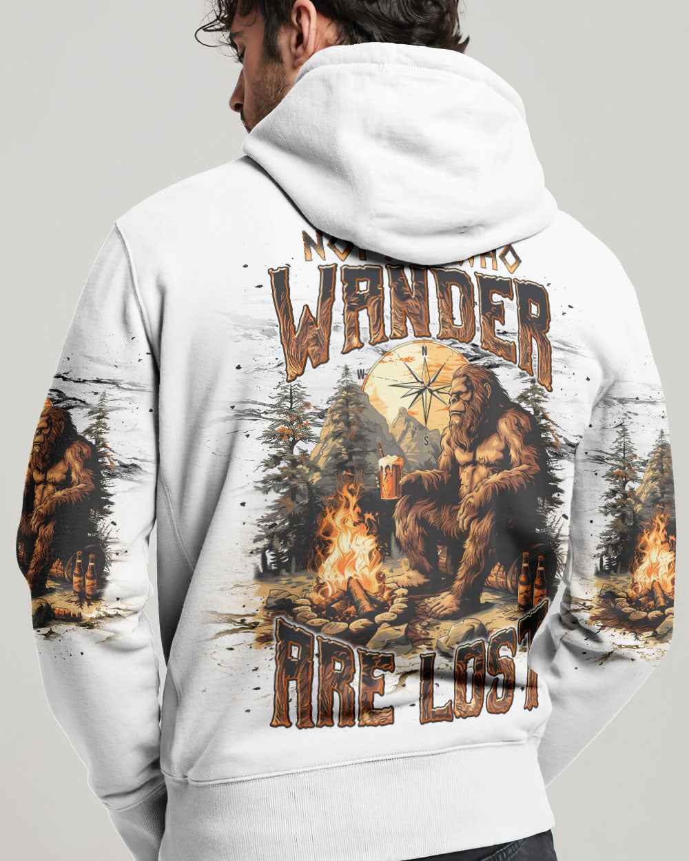 BLISSCORNERS NOT ALL WHO WANDER ARE LOST BIGFOOT COMPASS ALL OVER PRINT
