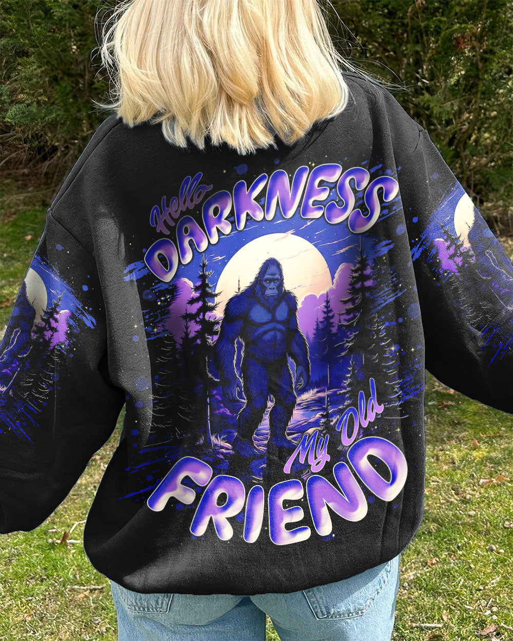 BLISSCORNERS HELLO DARKNESS MY OLD FRIEND BIGFOOT ALL OVER PRINT -  TLNT1411251