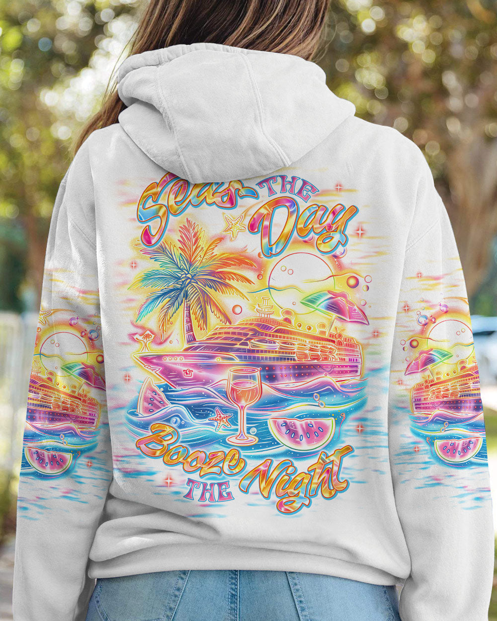 BLISSCORNERS SEAS THE DAY BOOZE THE NIGHT CRUISE ALL OVER PRINT