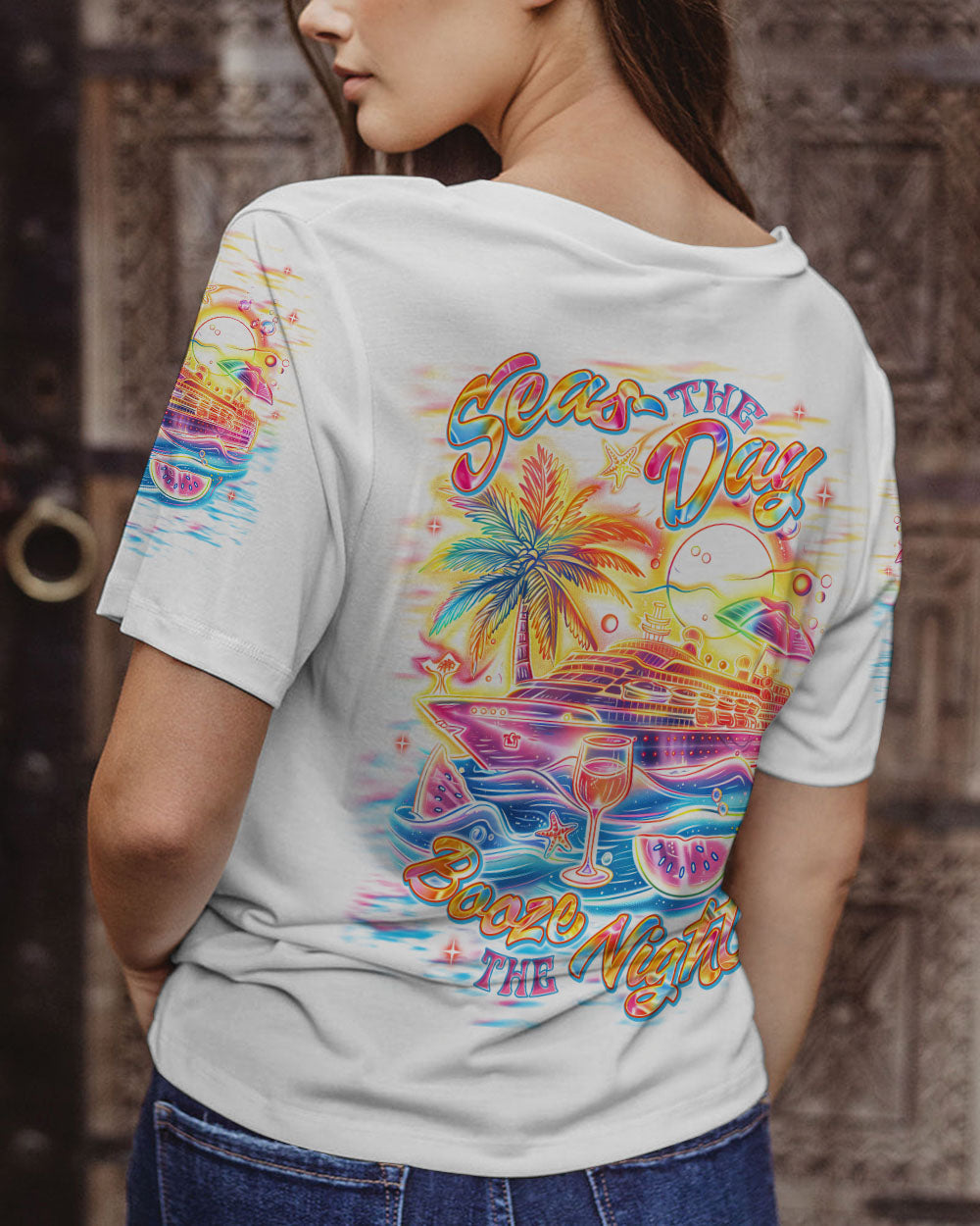 BLISSCORNERS SEAS THE DAY BOOZE THE NIGHT CRUISE ALL OVER PRINT