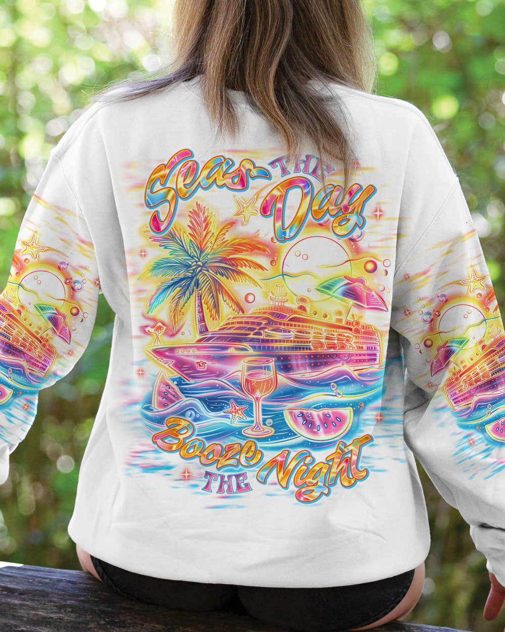 BLISSCORNERS SEAS THE DAY BOOZE THE NIGHT CRUISE ALL OVER PRINT