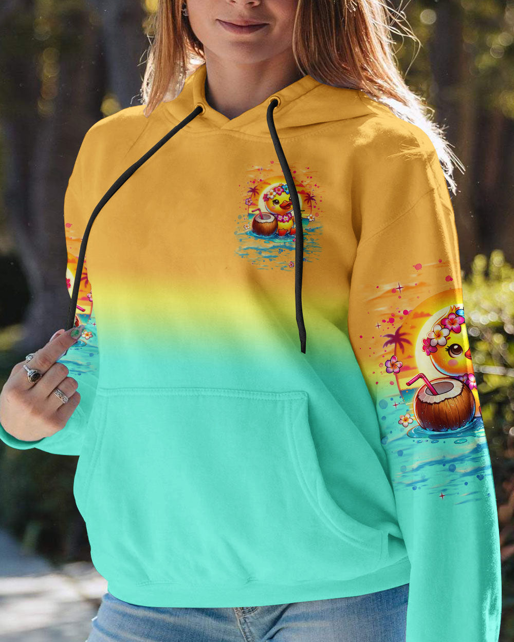 BLISSCORNERS DON'T WORRY BEACH HAPPY DUCK ALL OVER PRINT