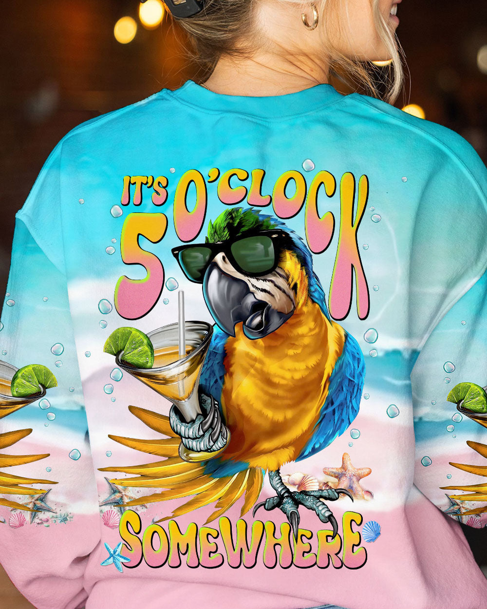BLISSCORNERS IT'S 5 O'CLOCK SOMEWHERE PARROT ALL OVER PRINT