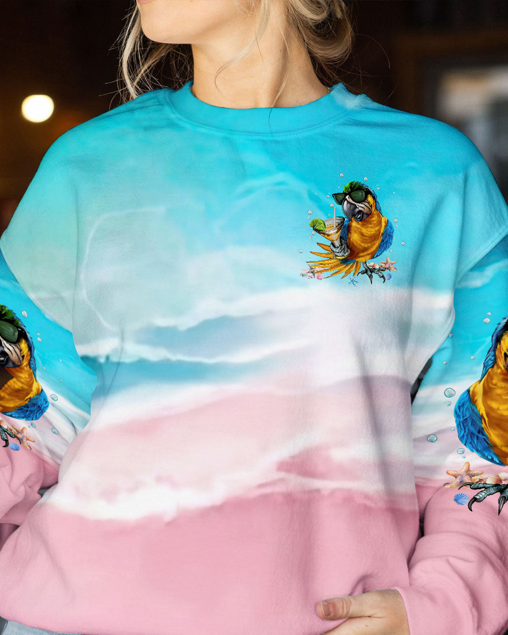BLISSCORNERS IT'S 5 O'CLOCK SOMEWHERE PARROT ALL OVER PRINT