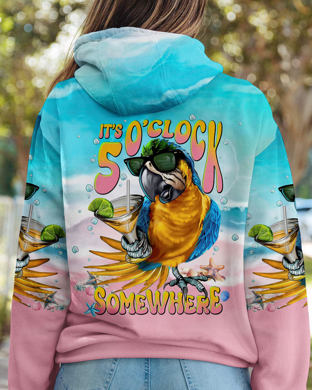 BLISSCORNERS IT'S 5 O'CLOCK SOMEWHERE PARROT ALL OVER PRINT