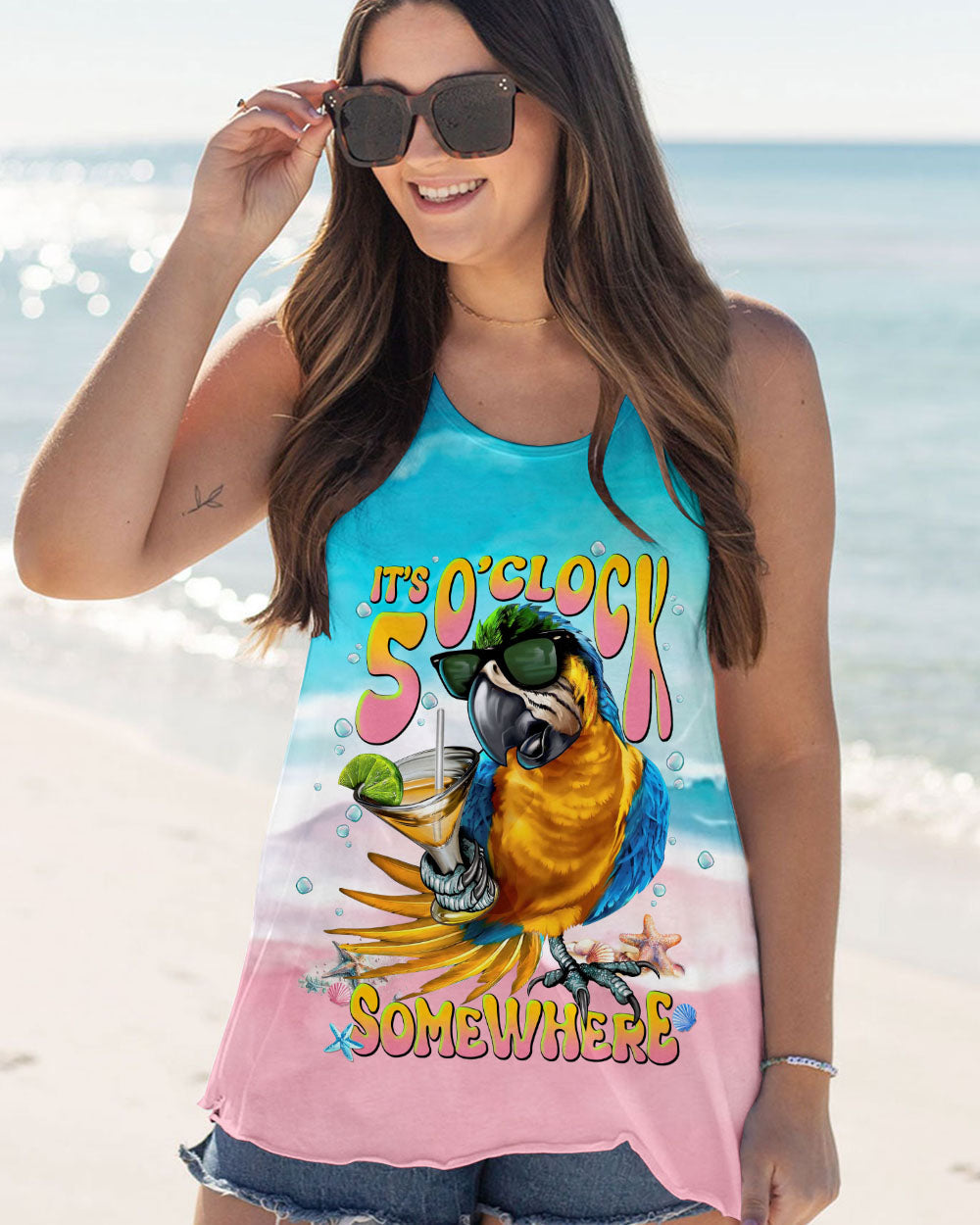 BLISSCORNERS IT'S 5 O'CLOCK SOMEWHERE PARROT ALL OVER PRINT