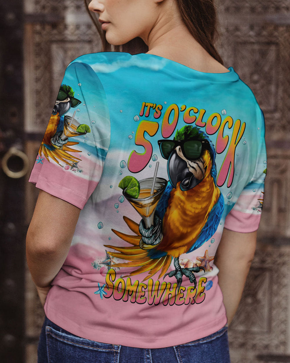 BLISSCORNERS IT'S 5 O'CLOCK SOMEWHERE PARROT ALL OVER PRINT