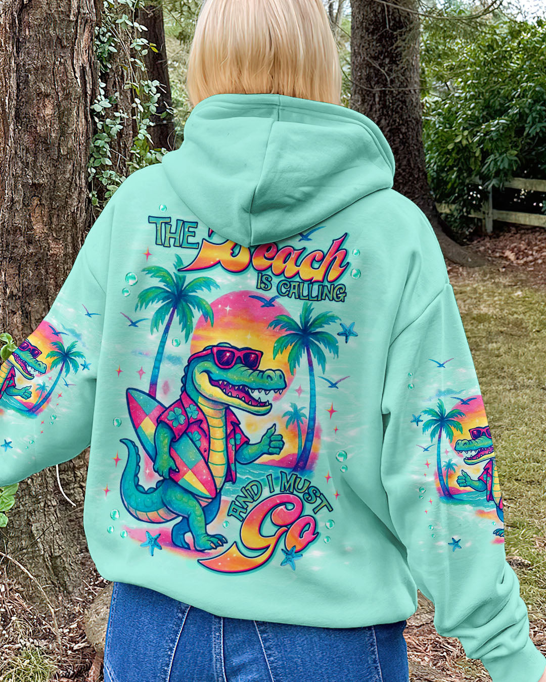 BLISSCORNERS THE BEACH IS CALLING AND I MUST GO ALLIGATOR ALL OVER PRINT
