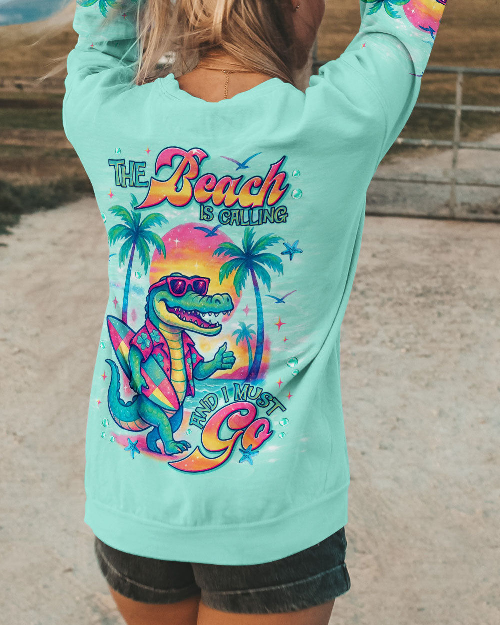 BLISSCORNERS THE BEACH IS CALLING AND I MUST GO ALLIGATOR ALL OVER PRINT