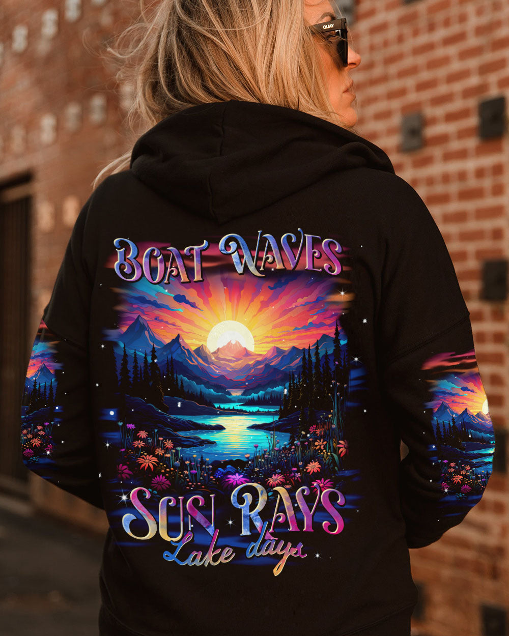 BLISSCORNERS BOAT WAVES SUN RAYS LAKE DAYS ALL OVER PRINT