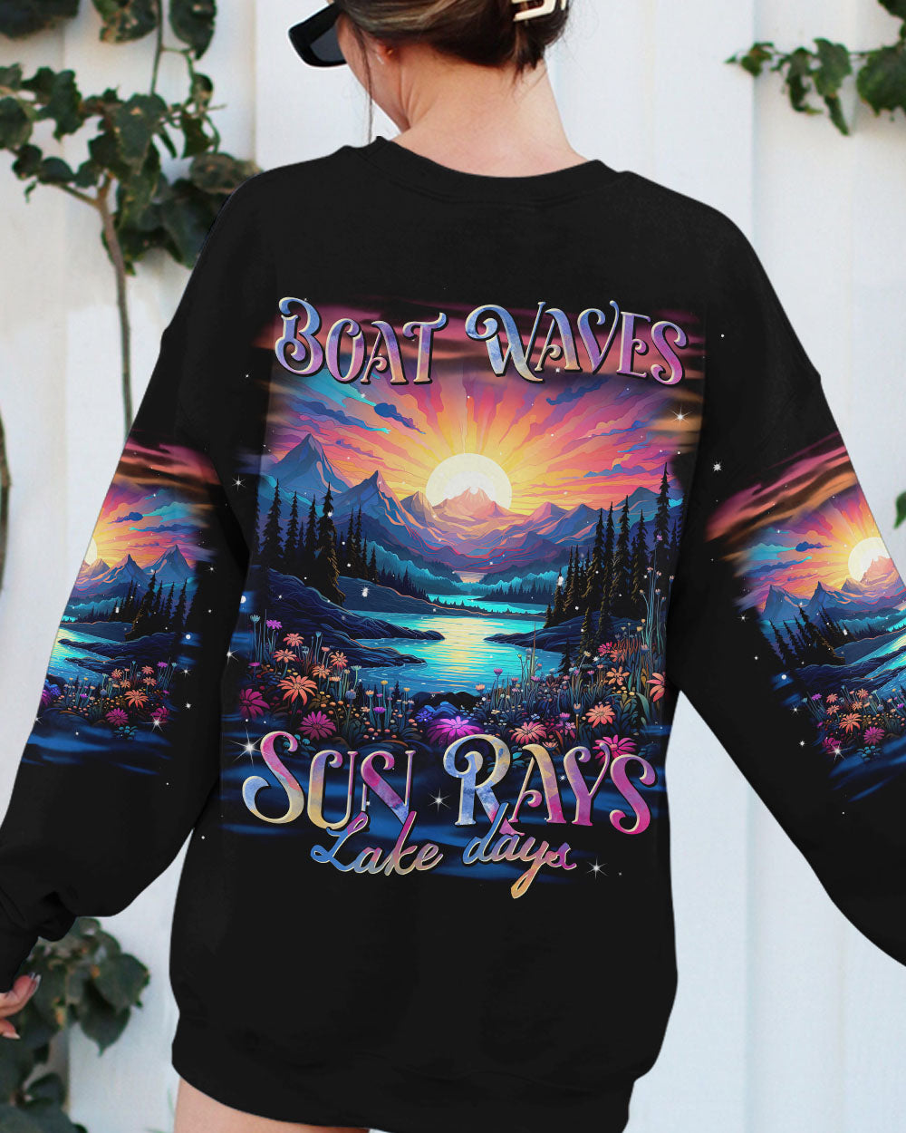 BLISSCORNERS BOAT WAVES SUN RAYS LAKE DAYS ALL OVER PRINT