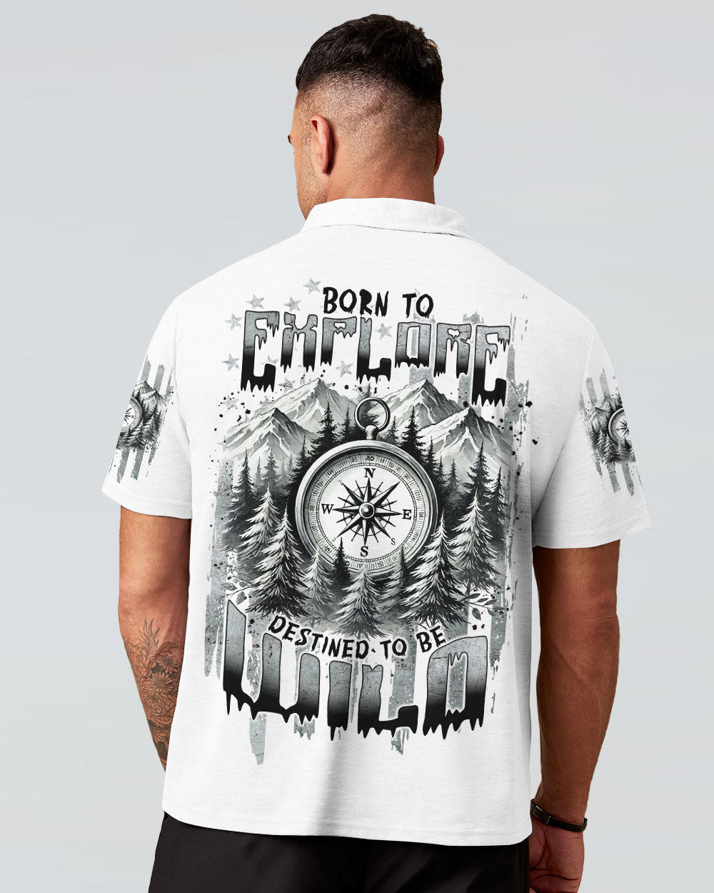 BLISSCORNERS BORN TO EXPLORE DESTINED TO BE WILD COMPASS ALL OVER PRINT