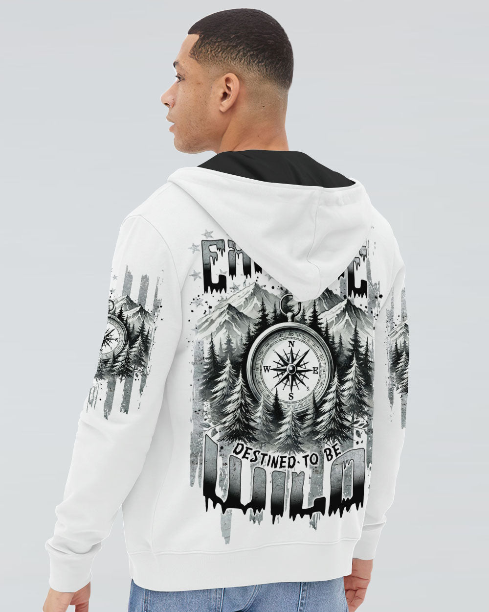 BLISSCORNERS BORN TO EXPLORE DESTINED TO BE WILD COMPASS ALL OVER PRINT