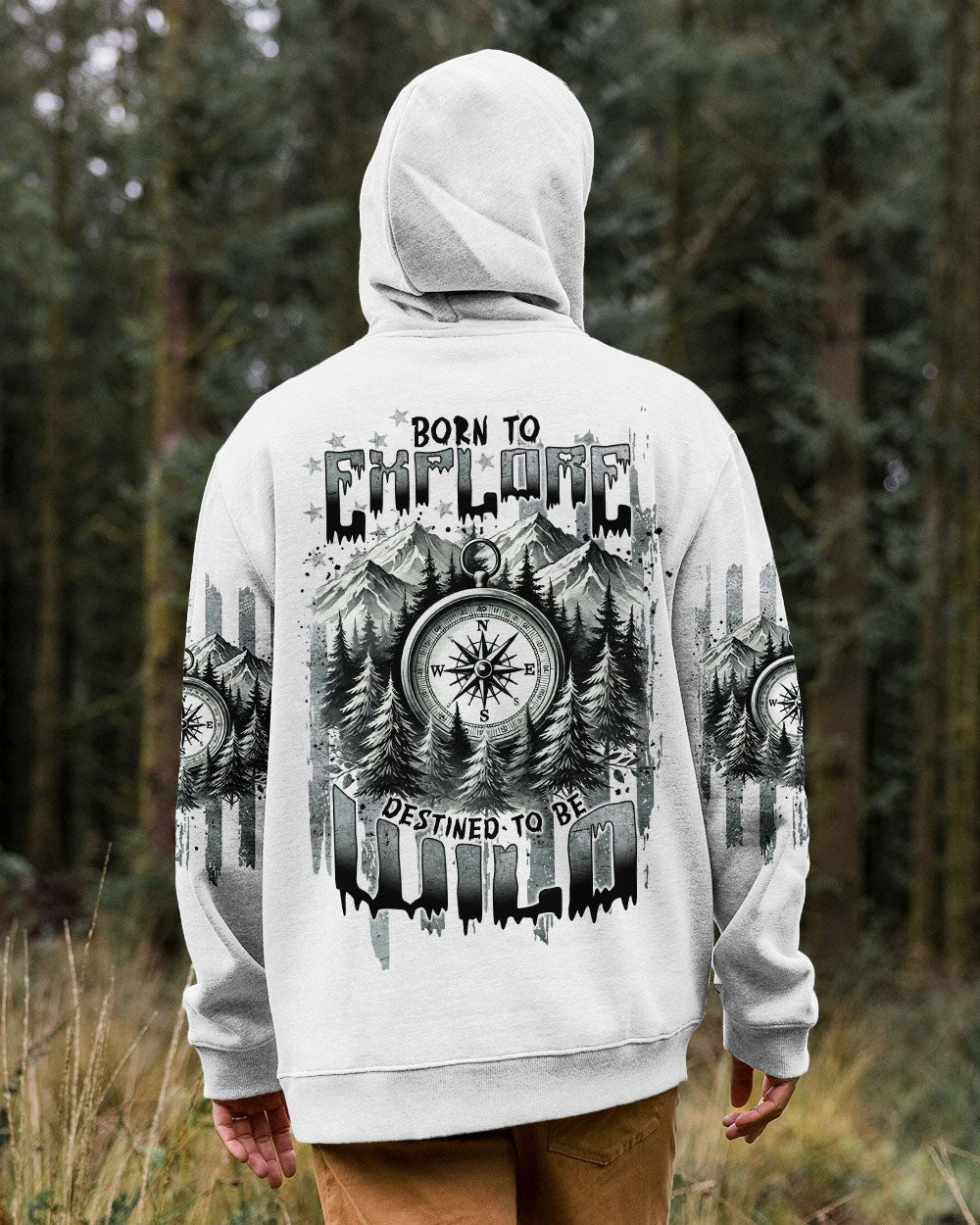 BLISSCORNERS BORN TO EXPLORE DESTINED TO BE WILD COMPASS ALL OVER PRINT