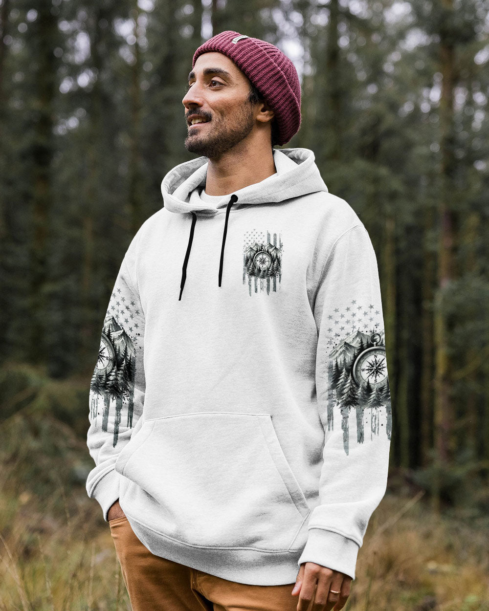 BLISSCORNERS BORN TO EXPLORE DESTINED TO BE WILD COMPASS ALL OVER PRINT