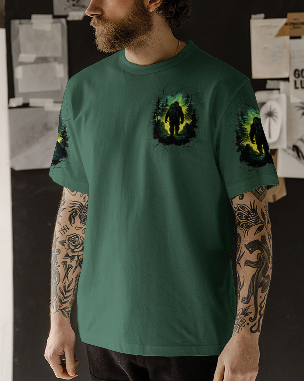 BLISSCORNERS AND INTO THE FOREST I GO BIGFOOT ALL OVER PRINT