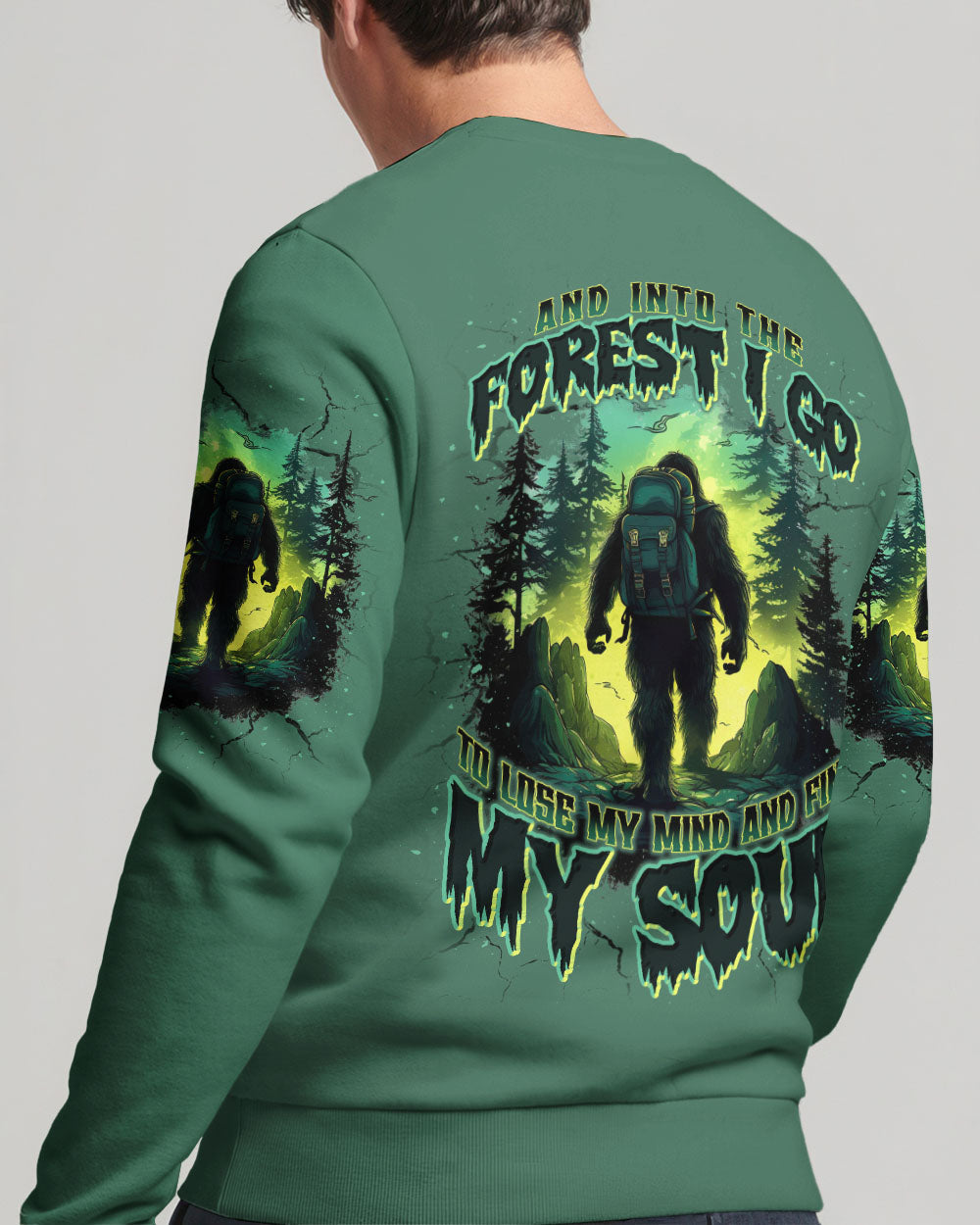 BLISSCORNERS AND INTO THE FOREST I GO BIGFOOT ALL OVER PRINT
