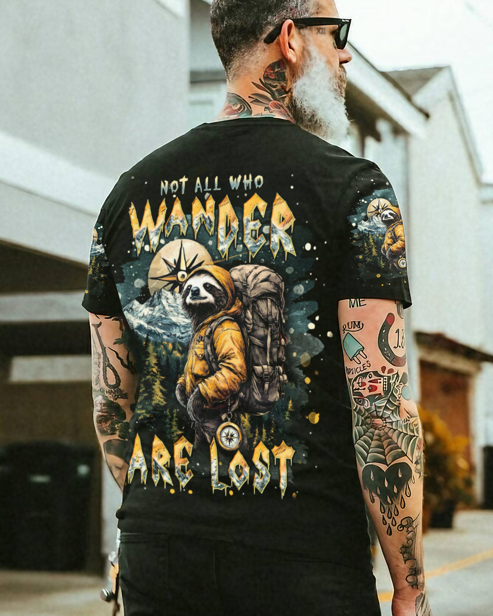 BLISSCORNERS NOT ALL WHO WANDER ARE LOST SLOTH ALL OVER PRINT
