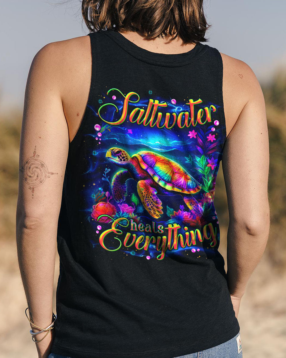 BLISSCORNERS SALTWATER HEALS EVERYTHING TURTLE ALL OVER PRINT