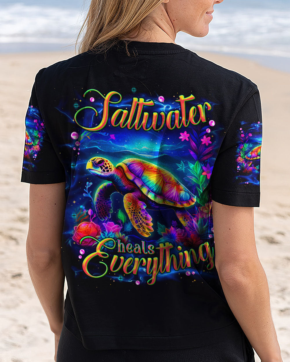 BLISSCORNERS SALTWATER HEALS EVERYTHING TURTLE ALL OVER PRINT