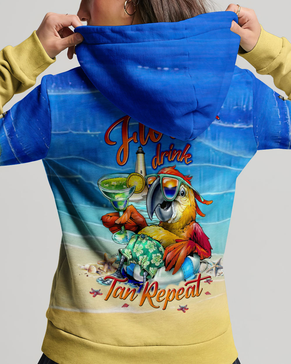 BLISSCORNERS FLOAT DRINK TAN REPEAT PARROT ALL OVER PRINT