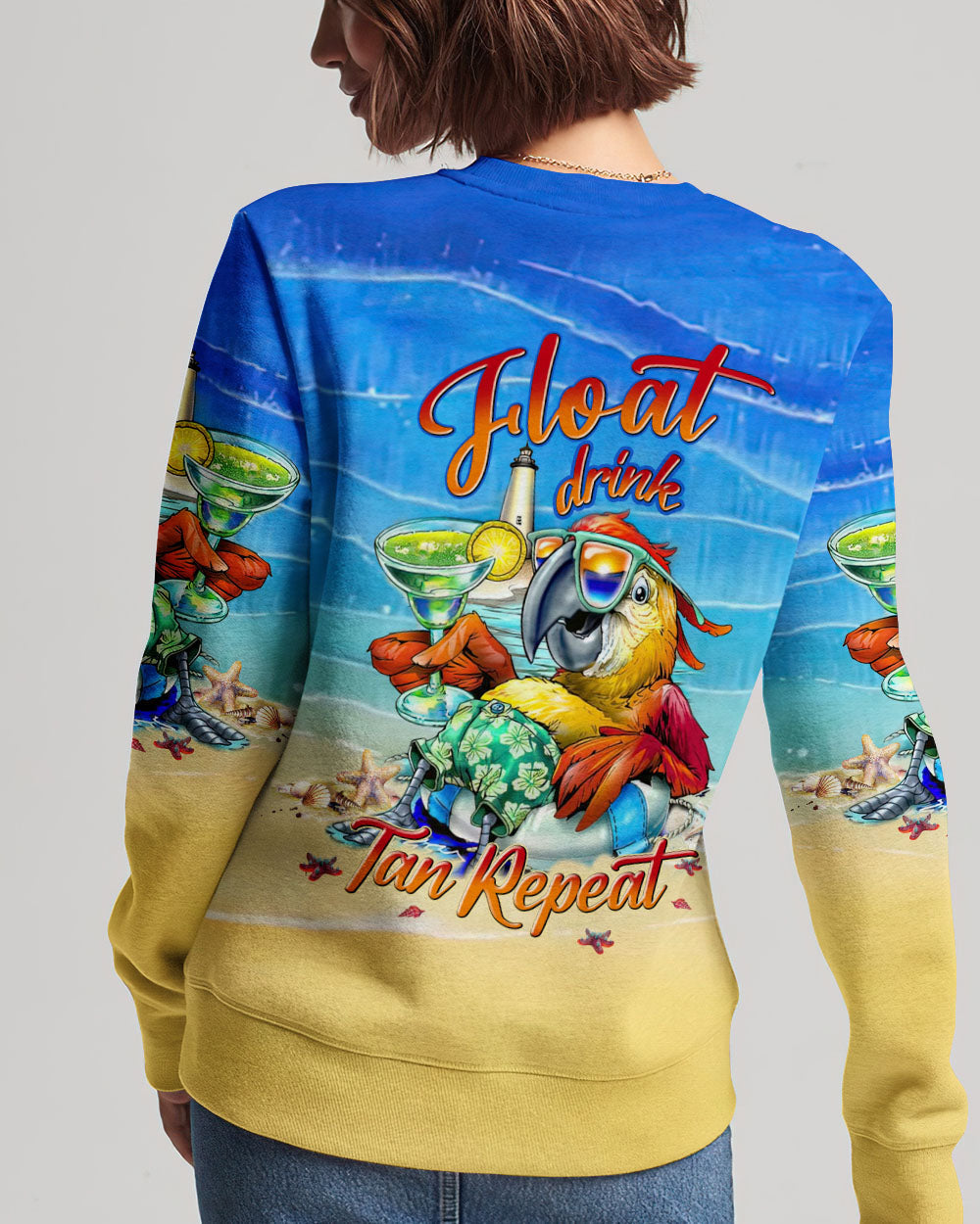 BLISSCORNERS FLOAT DRINK TAN REPEAT PARROT ALL OVER PRINT