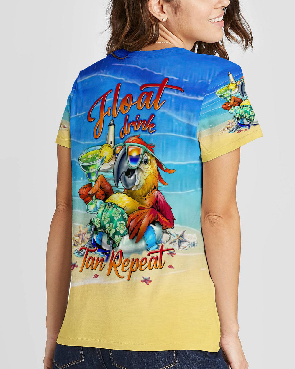 BLISSCORNERS FLOAT DRINK TAN REPEAT PARROT ALL OVER PRINT