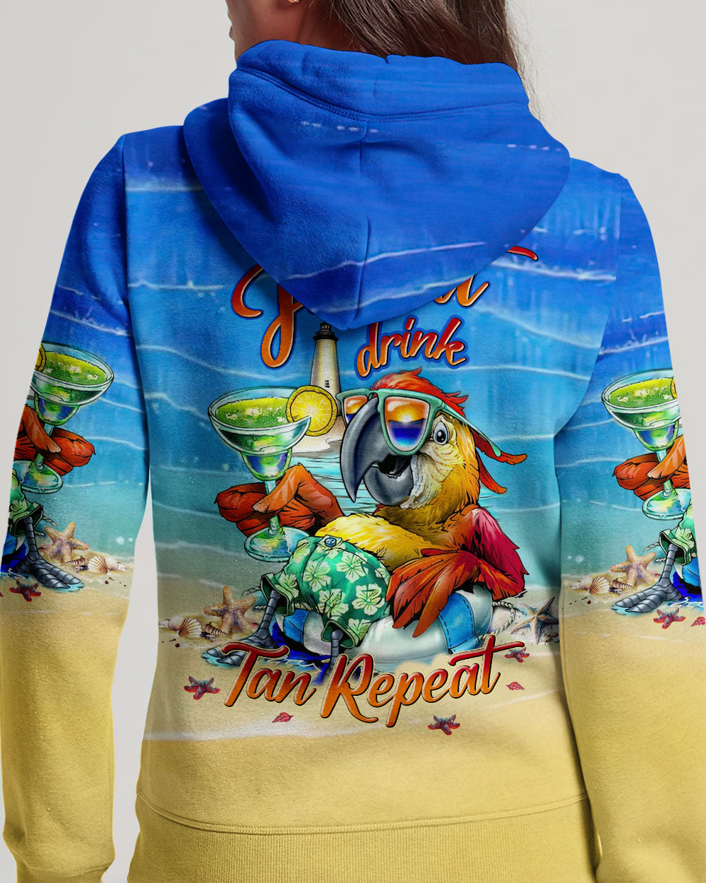 BLISSCORNERS FLOAT DRINK TAN REPEAT PARROT ALL OVER PRINT