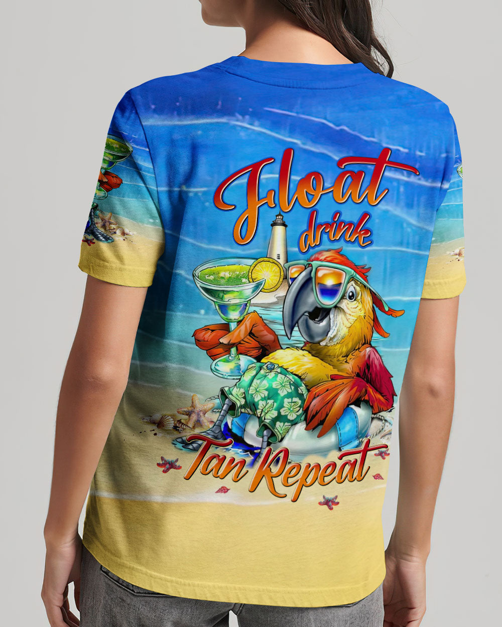 BLISSCORNERS FLOAT DRINK TAN REPEAT PARROT ALL OVER PRINT