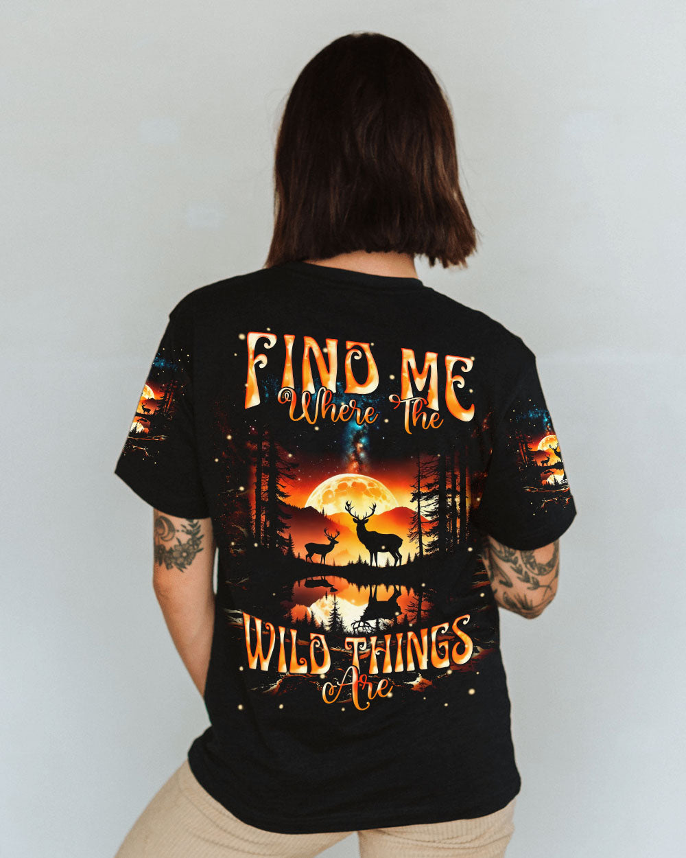 BLISSCORNERS FIND ME WHERE THE WILD THINGS ARE DEER HUNTING NATURE ALL OVER PRINT