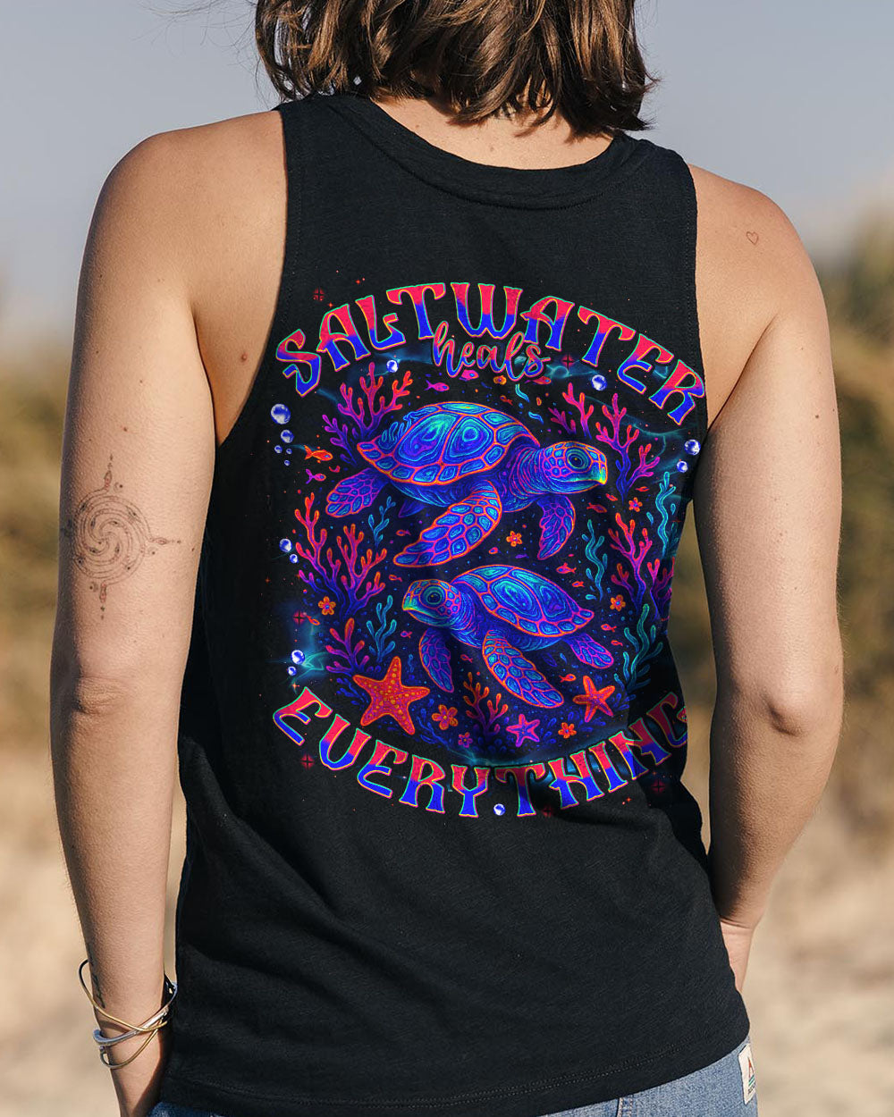 BLISSCORNERS SALTWATER HEALS EVERYTHING TURTLE ALL OVER PRINT