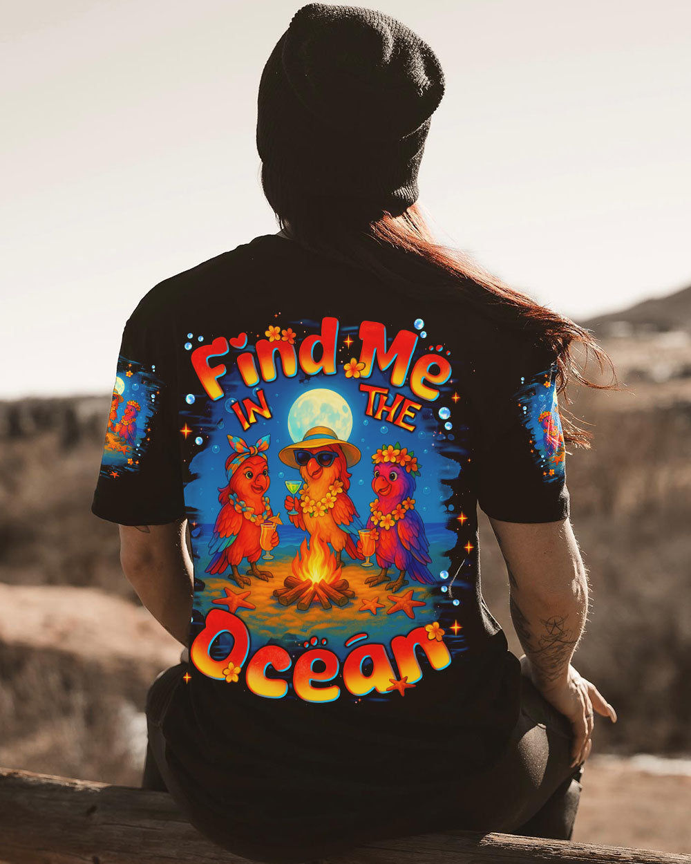 BLISSCORNERS FIND ME IN THE OCEAN PARROT ALL OVER PRINT