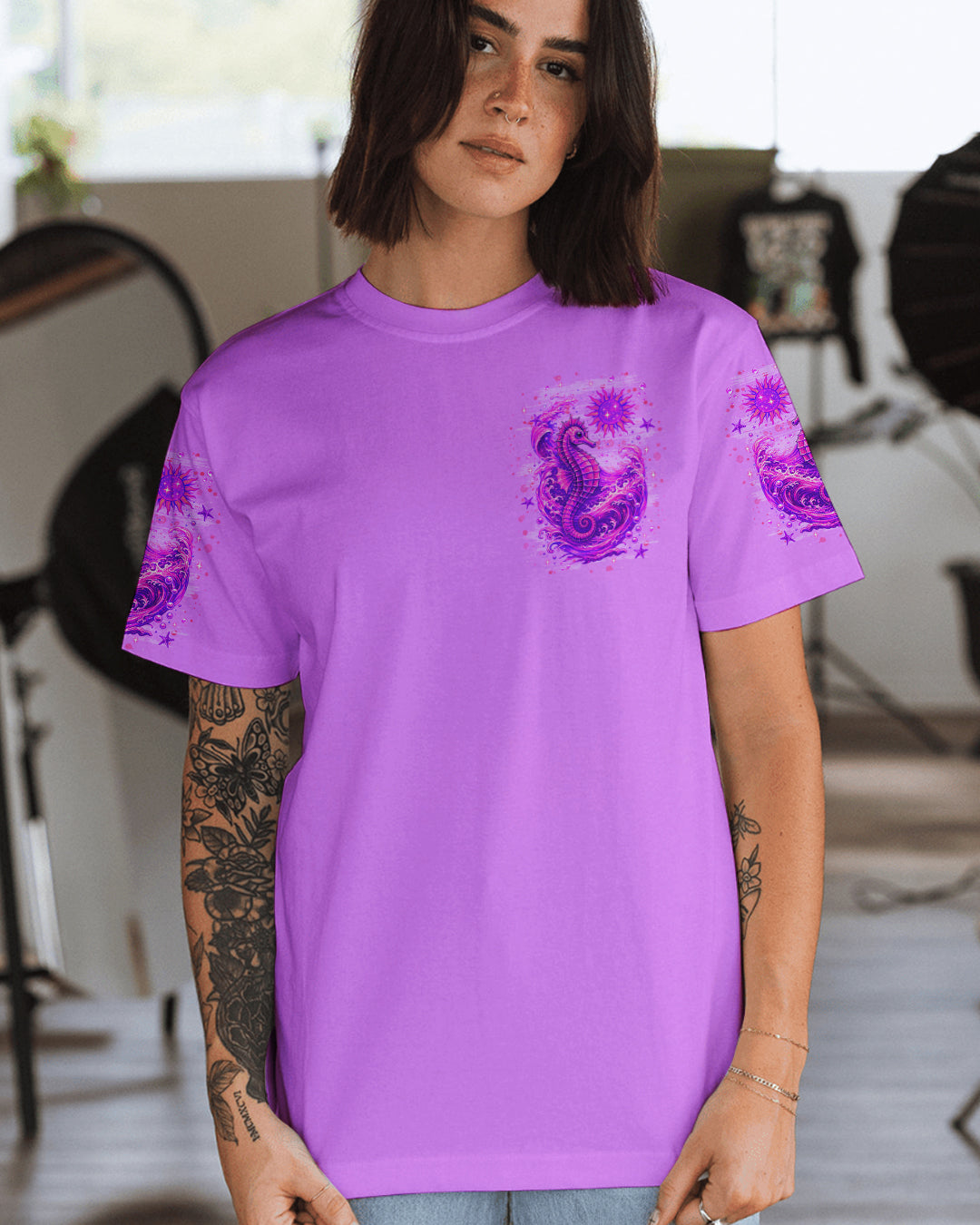 BLISSCORNERS SMELL THE SEA FEEL THE BREEZE SEA HORSE ALL OVER PRINT