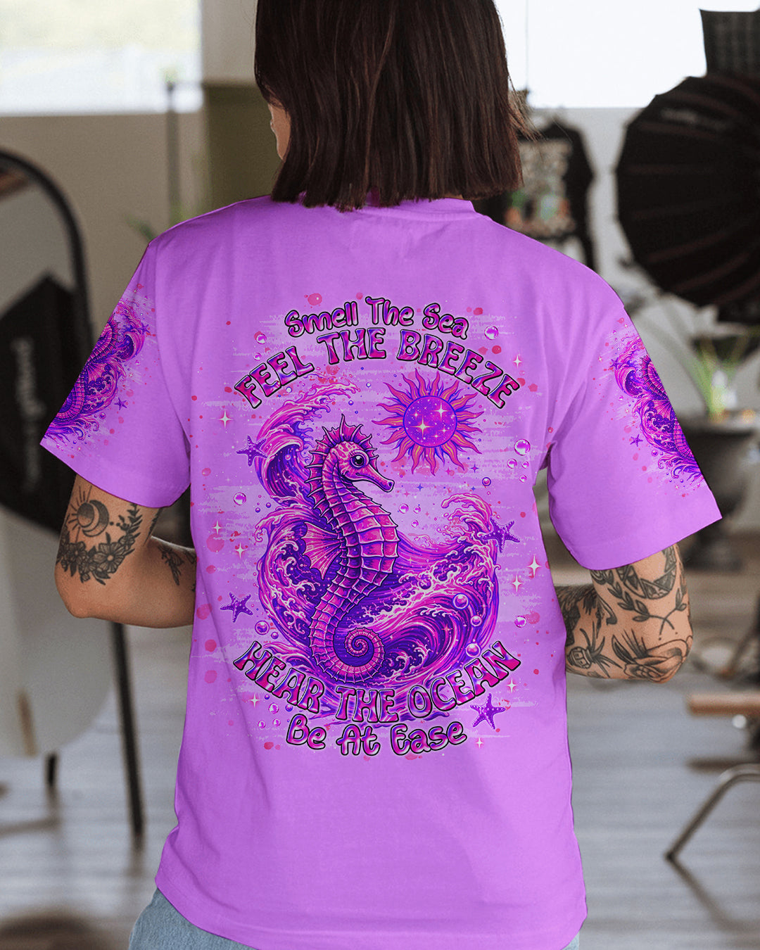 BLISSCORNERS SMELL THE SEA FEEL THE BREEZE SEA HORSE ALL OVER PRINT